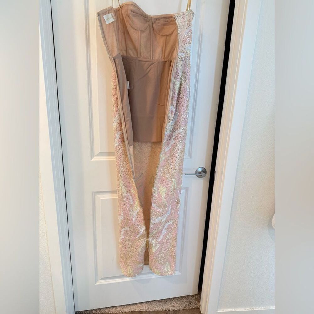 New Bronx and Banco Dahlia Strapless Maxi Dress in Blush Multi Pink - Picture 8 of 15